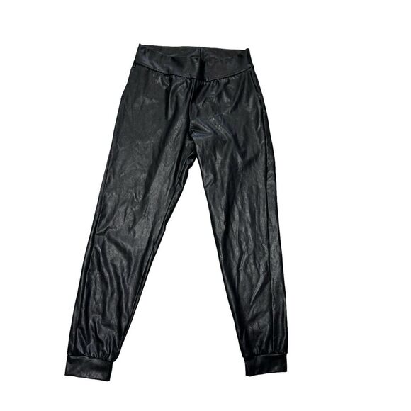 Commando Faux Vegan Leather Tapered Jogger Pants Black Size Small - Picture 1 of 8